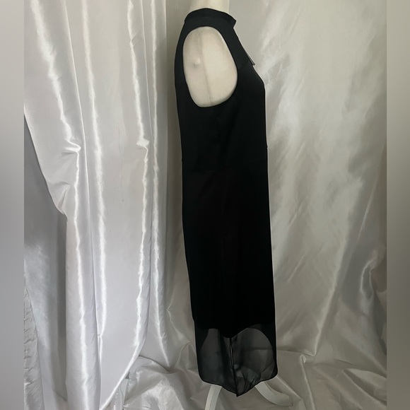 NWT Theory Black Soft Satin & Sheer Dress - Picture 6 of 12